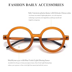 Gleyemor Retro Round Blue Light Glasses for Men