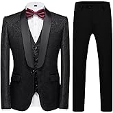 Mens Tuxedo Suits Slim Fit 3 Piece Formal Skinny Tuxedo Suit Set Shawl Lapel Paisley Suits Men for Wedding Prom