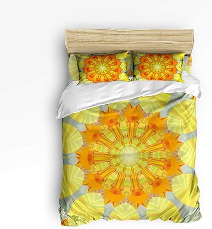 Amazon Usophia クイーンサイズベッドシーツ4点セット ヒッピー オンブレ 曼荼羅 抽象模様 花柄 幾何学模様 3dプリント 花柄 掛け布団カバーセット 寝具カバーセット オンライン通販