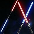 Beyondtrade 7 Colors Lightsabers Toy 2 in 1 Dueling Swords RGB Doubled-Blade with FX Sound Mute Mode for Kids Movie Fans Cosplay Party Birthday Present