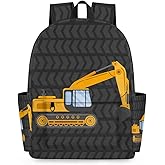 OMFUNS Cute Excavator Kids Backpack for Boys Girls Truck Car Preschool Toddler Backpack Kindergarten Nursery Bookbag Travel Children Lightweight School Bag