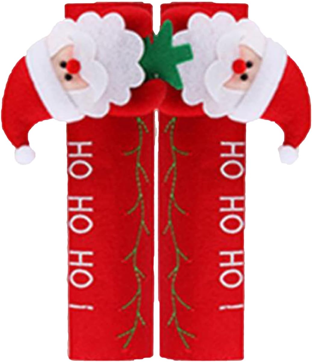 Tree Stands - WskLinft 2Pcs Refrigerator Handle Gloves Door Knob Protector Decorative Christmas Santa Claus Deer Snowman Fridge Door Handle Cover Household Supplies Xmas Santa Claus