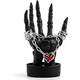 Halloween Decorations Indoor Skeleton Hand Ring Holder Tealight Candle Holder for Gothic Table Decor Jewelry and Earring Organizer Black