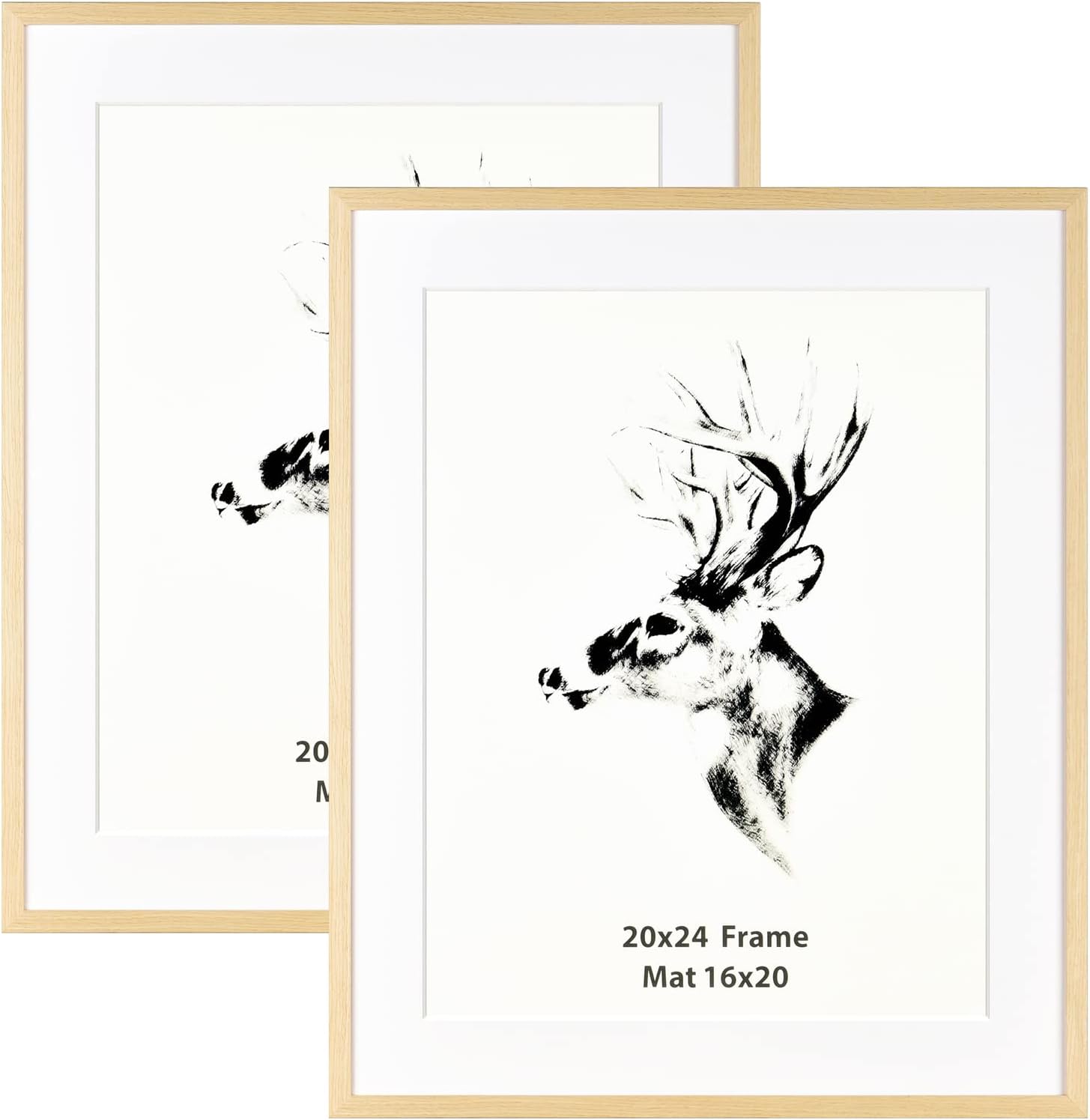 Photo Albums, Frames & Accessories - Yaetm 20x24 Picture Frame Matted to 16x20 Set of 2, Solid Oak Wood Poster Frame 20 x 24 inches, Wall Gallery Photo Frames for Horizontal and Vertical Wall Mounted (2 pack, Oak)