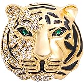 WCRAZYE Rhinestone Tiger Head Brooch Pins for Men Women Dainty Gold Silver Vintage Animal Lapel Suit Pin,Punk Crysta Charm Tiger Head Badge Coat Collar Brooch for Girls