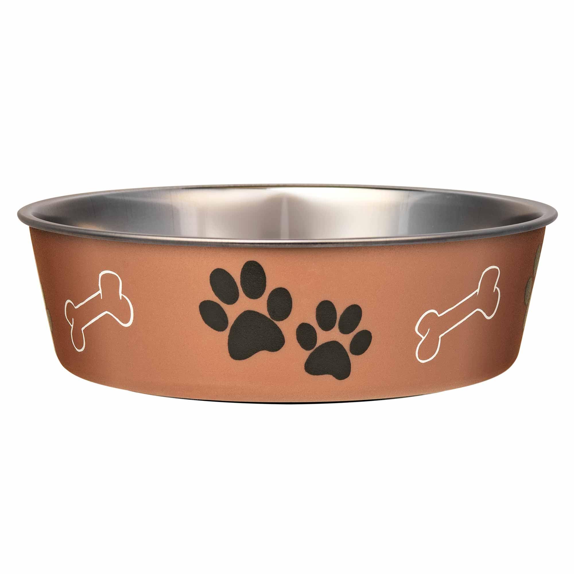 Loving Pets Stainless Steel Bella Dog Bowl Non-Slip Dishwasher Safe & Bacteria Resistant Metallic Pet Dish - Copper - Medium (796 ml)