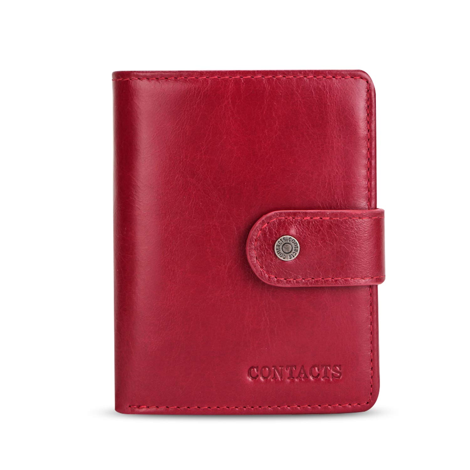 FANDARE Wallet with RFID Men Short Purse Leather Bifold Women Wallet with 12 * Credit Card Slots, 1 *Coin Pocket Red