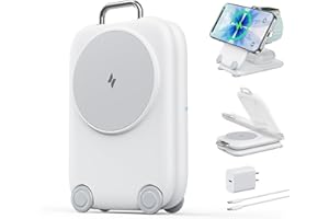 MUKIYA PaktVault 2025 Traveling Fast Wireless Charging Station for Apple Devices, Magnetic 3 in 1 MagSafe Charger Stand for iPhone 17 16 15 14 13 12 Pro Max Plus Air, Apple Watch&Air pods Pro
