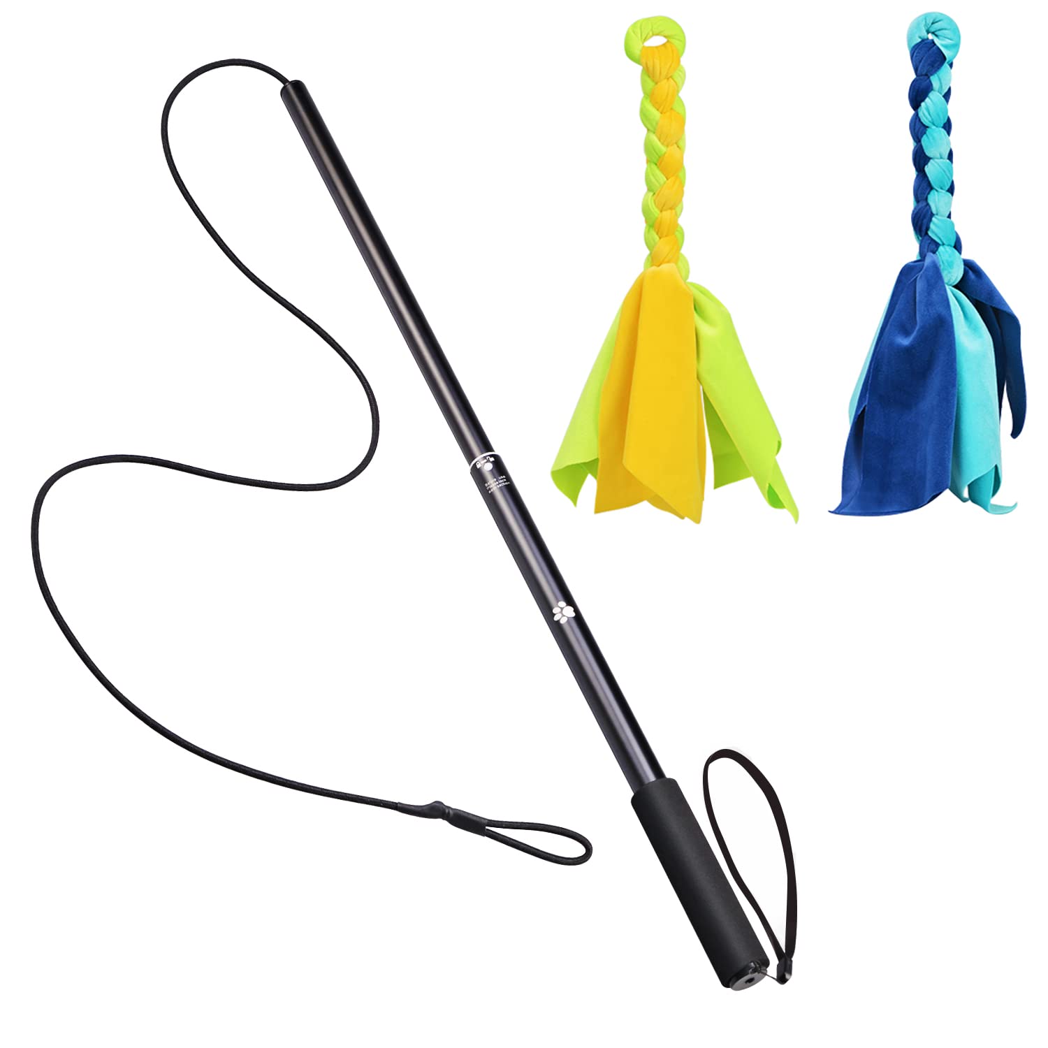 YILAKO Flirt Pole for Dogs | Handmade Chewing Rope Toy | Interactive Outdoor Training & Chasing Teaser for All Breeds (1-Pack)