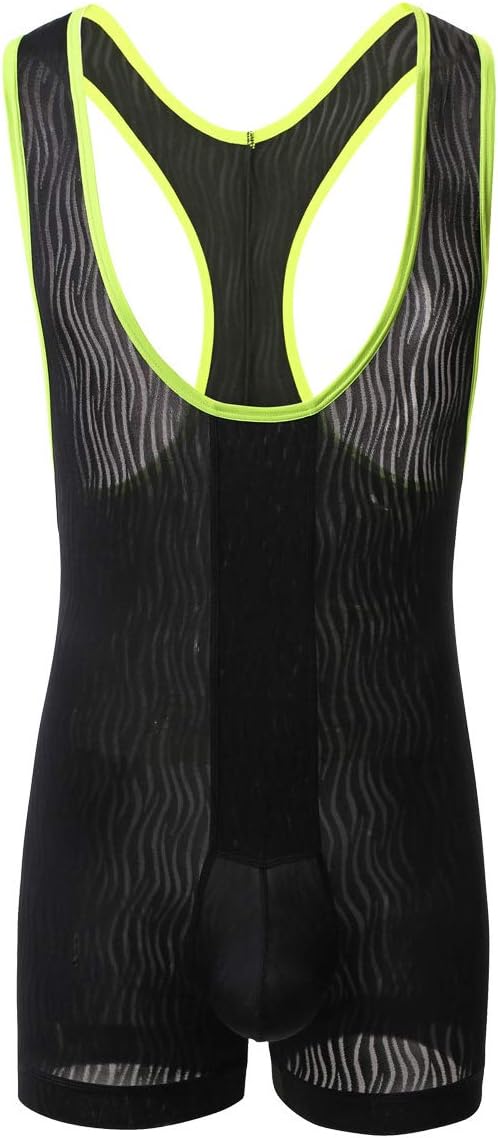 YUFEIDAMens Suspenders Wrestling Singlet Leotard Thong Bodysuit Jumpsuit Briefs Swimwear