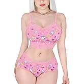 Littleforbig Lacy Trim Women Nightwear Strap Sleepwear Cami Top Shorts Lingerie bralette loungewear Set - Sweet Usagi