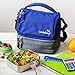 LunchBots Duplex Insulated Lunch Bag - Dual Section Design Fits LunchBots Uno, Duo, Trio, Quad, Rounds, Bento Cinco Perfectly - Roomy Thermal Lunch Bag for Kids and Adults - Blue