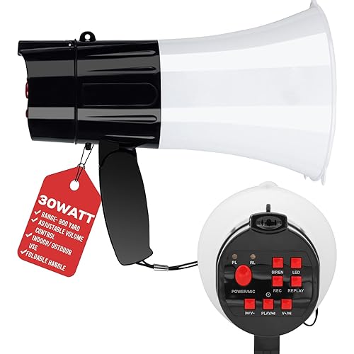 5Core Megaphone Bullhorn Speaker 30W Professional Bull Horn
