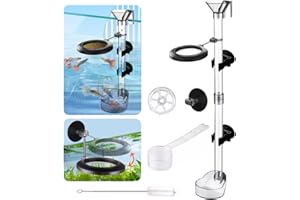 La La Pet®Fish Shrimp Feeding Dish Set Fish Feeder Tube Kit with Feeding Ring Suction Cups Adjustable Tubes Cleaning Brush Measuring Spoon Feeding Aquarium Supplies for Fish Tanks