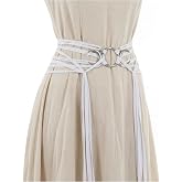 Zeyune Viking Cross Rope Belt Extra Long Medieval Costume for Women | Renaissance Waist Accessory, Norse Pagan Shaman Witch Theme, Metal Ring Buckle, Adjustable Wrap for Festivals Halloween LARP