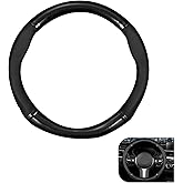 Zikefest Car Steering Wheel Cover, 15 inch Carbon Fiber Steering Wheel Protector, Non-Slip Breathable Steering Wheel Cover, Four Seasons Universal Car Essential (Black)