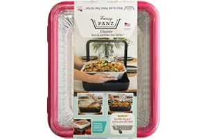 Fancy Panz Classic, Dress Up & Protect Your Foil Pan, Made in USA, Fits Half Size Foil Pans. Foil Pan & Serving Spoon Included. Hot or Cold Food. Stackable for easy travel. (Hot Pink)