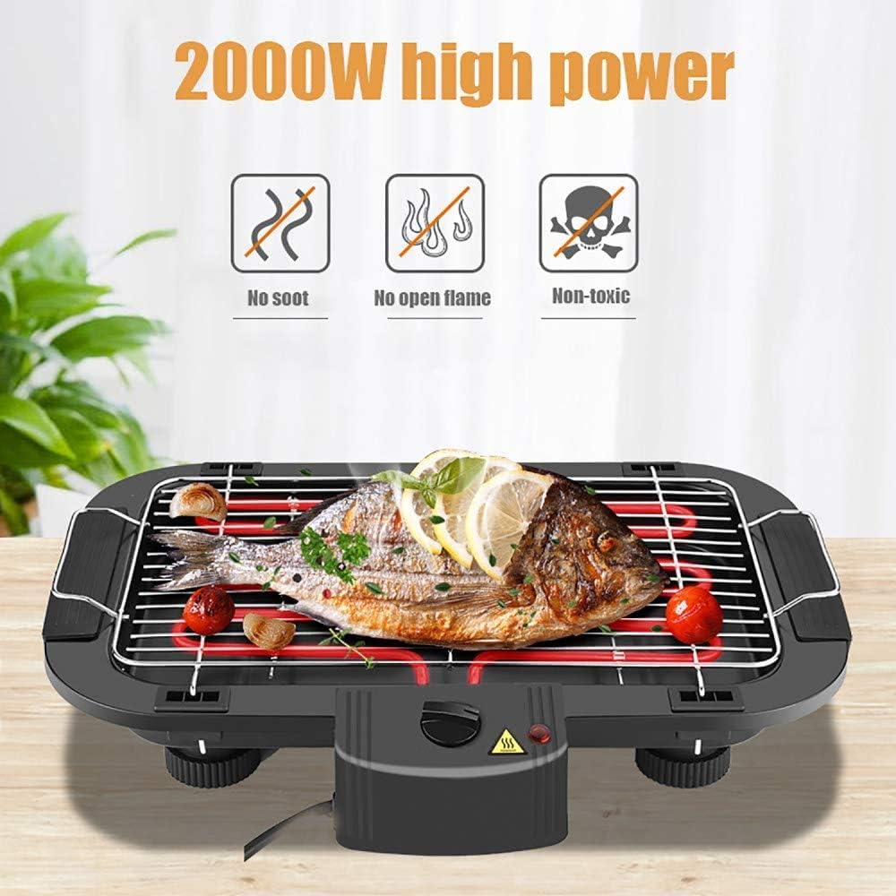review XNDCYX Indoor Smokeless Electric Griddles, Teppanyaki Grill - Electric BBQ Table Top Grill with Adjustable Temperature Control, Water Filled Drip Tray, 2000 W,42 24 8cm