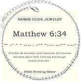 Morse Code Bracelets for Women - 925 Sterling Sliver Christian Bible Verse Morse Code Bracelets Scripture Braceles Adjustable Inspirational Faith Jewelry Religious Christian Gifts for Women Daughter