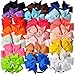Imanom 3'' Baby Girl Grosgrain Ribbon, Boutique Hair Bow Ties, Ribbon Hair Holder Elastic Hair Band, Colorful Ponytail Holders For Teens Kids Pack of 20
