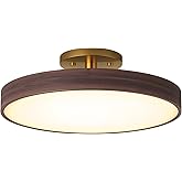 svodsen Semi Flush Mounted Ceiling Lamp, 19.7" Modern Close to Ceiling Light Fixture Vintage Ceiling Lamp Minimalist Wood Gra