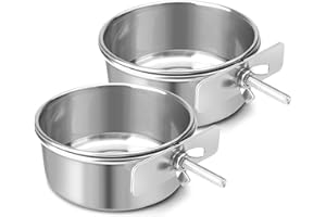 Reshiho Dog Bowl Stainless Steel Dog Bowls Pet Hanging Food Water Bowl Cage Feeding Cup Feeder for Dogs Cats Rabbits Birds Small Animal (Small (2pcs)