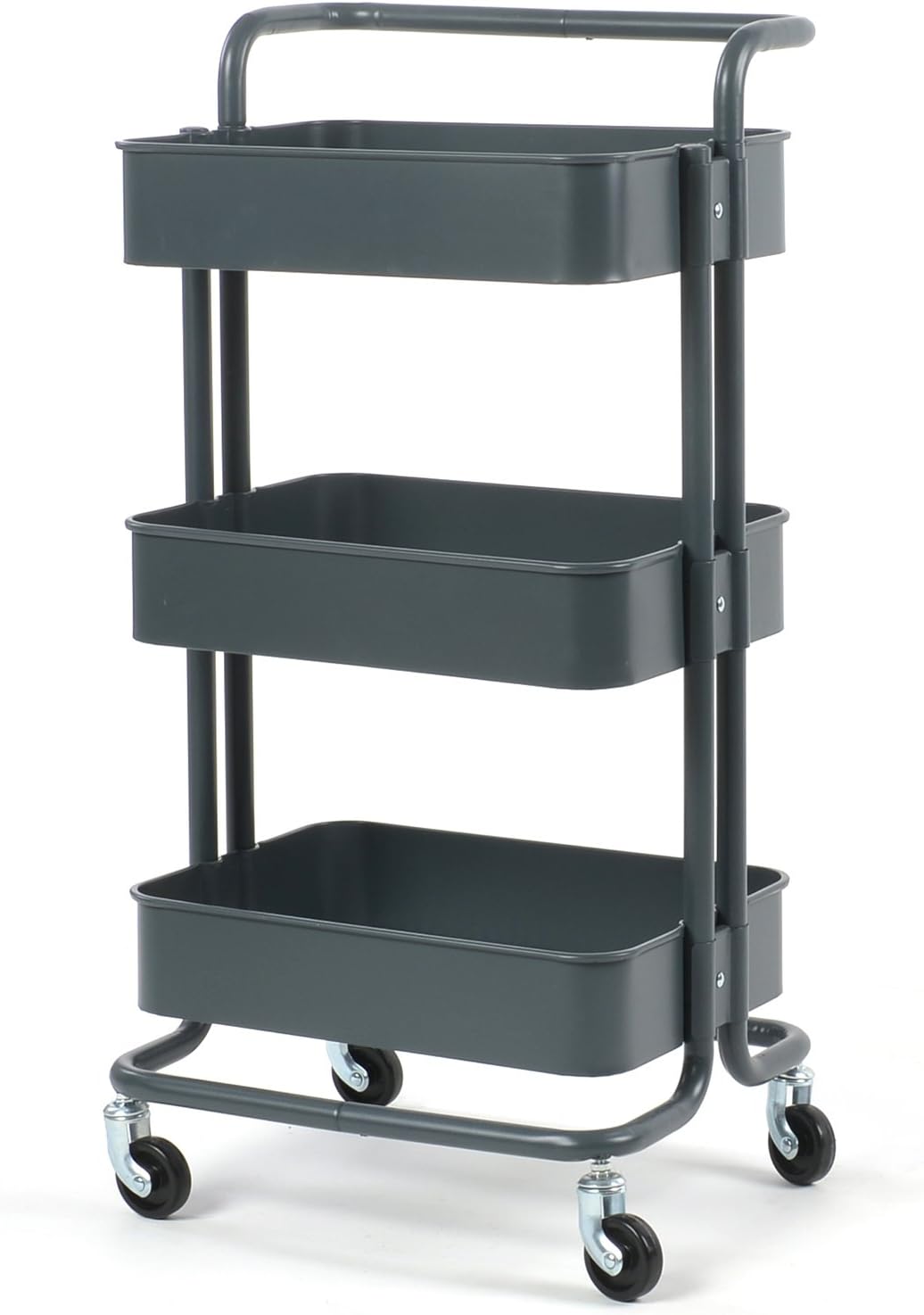 cuafid carrito Metal Utilidad carrito con ruedas, 3 Tier estante con