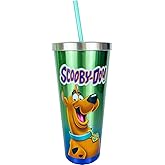 Spoontiques Scooby Doo Stainless Steel Tumbler, 24oz - Double Wall Insulated Travel Cup with Straw
