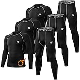 MeetHoo Men Thermal Underwear Set Long Johns with Fleece Lined Base Layer Men Cold Weather Top Bottom for Skiing Running