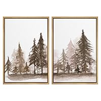 SIGNWIN 2 Piece Framed Canvas Wall Art Nordic Style Abstract Trees Canvas Prints Home Artwork Decoration for Living Room,Bedroom - 16