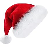FANYITY Santa,Christmas Hat for Adults Kids Unisex,Xmas Holiday,Velvet Classic Santa Hat for Women Men Christmas