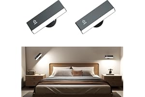 Honalia Adhesive Wall Lights for Bedroom 2 Pack, Rechargeable Wall Lights with Magnetic & Dimmable, 360 Rotation Cordless Wall Sconce, Peel and Stick Lights for Wall Bedside, Reading