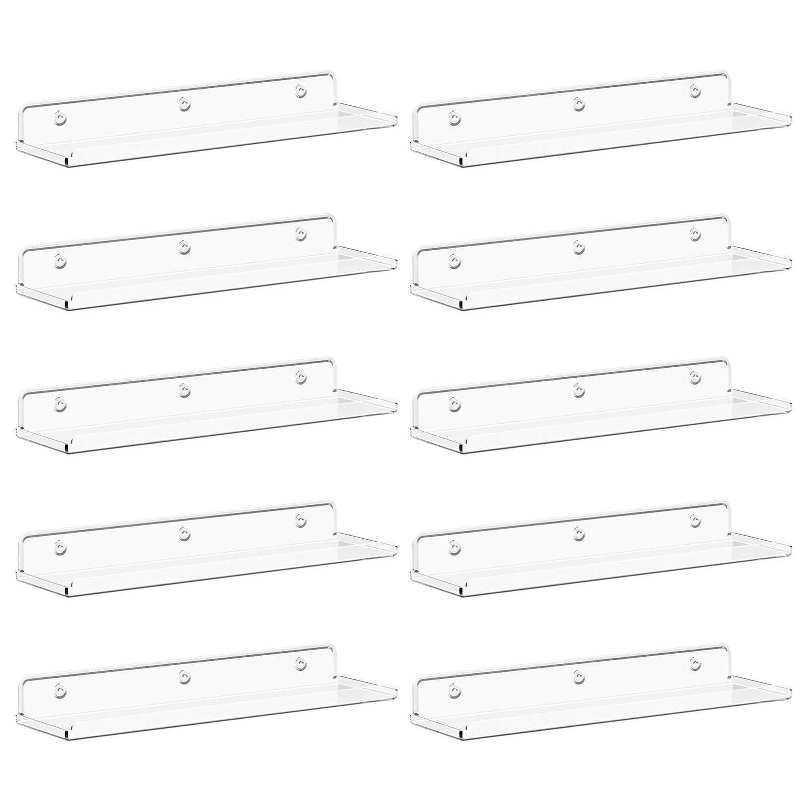 Lifewit Acrylic Floating Shelves for Wall 14" Clear, 10 Pack