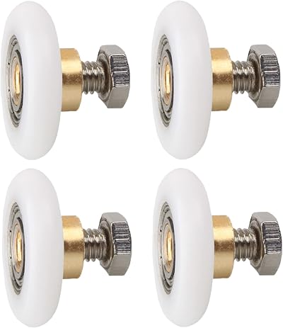 Monsully 4pcs Shower Door Rollers 23mm White Nylon Wheels with Screws