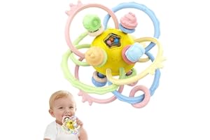 Joyfuture Baby Teething Toys - Baby Montessori Toys 3-6-12-18 Months - Silicone Baby Rattle Toy - Toddlers Early Development 