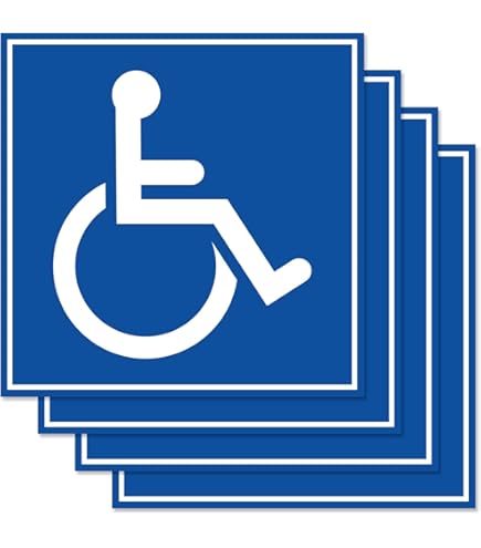 Handicap Stickers 5-Pack Handicap Symbol Stickers – Disabled Wheelchair Decals (4-inch, Vinyl, Glossy) Wheelchair Decor - Foto 5