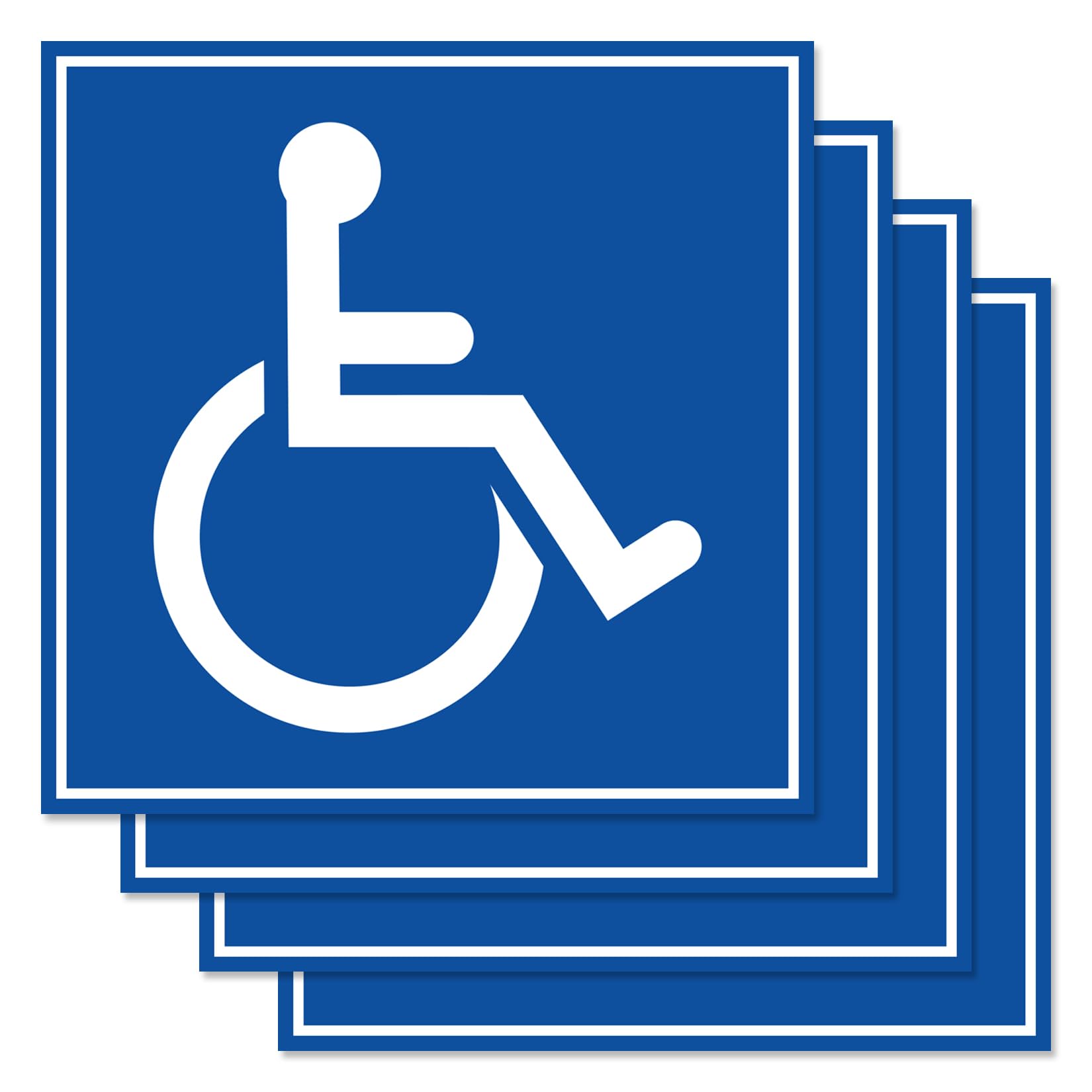 Photo 1 of Handicap Symbol Stickers, Self Adhesive Weatherproof Vinyl Decals, Blue, 6" Square (Pack of 4)