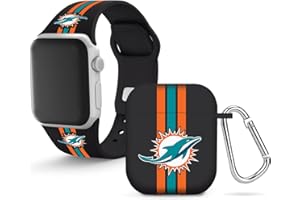 Game Time Miami Dolphins HD Combo Package Compatible with Apple Watch and AirPods Gen 1&2