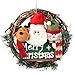 D-FantiX 14 inch Small Merry Christmas Wreaths for Front Door, Small Grapevine Wreath Indoor Winter Holiday Wreaths Front Door Christmas Decoration Clearance (Reindeer Snowman Santa Claus)