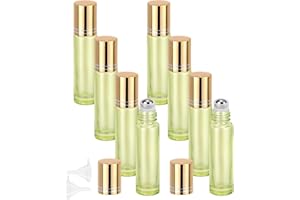 Newzoll 8Pcs Glass Roll on Vials 10ml (1/3oz) Pearl Green Essential Oil Roller Bottles Eye Rolling Ball Container for Cosmeti