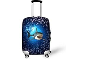 Dremagia Seadworld Shark Luggage Cover 22-25 Inch High Elastic Thickened Travel Suitcase Covers Blue