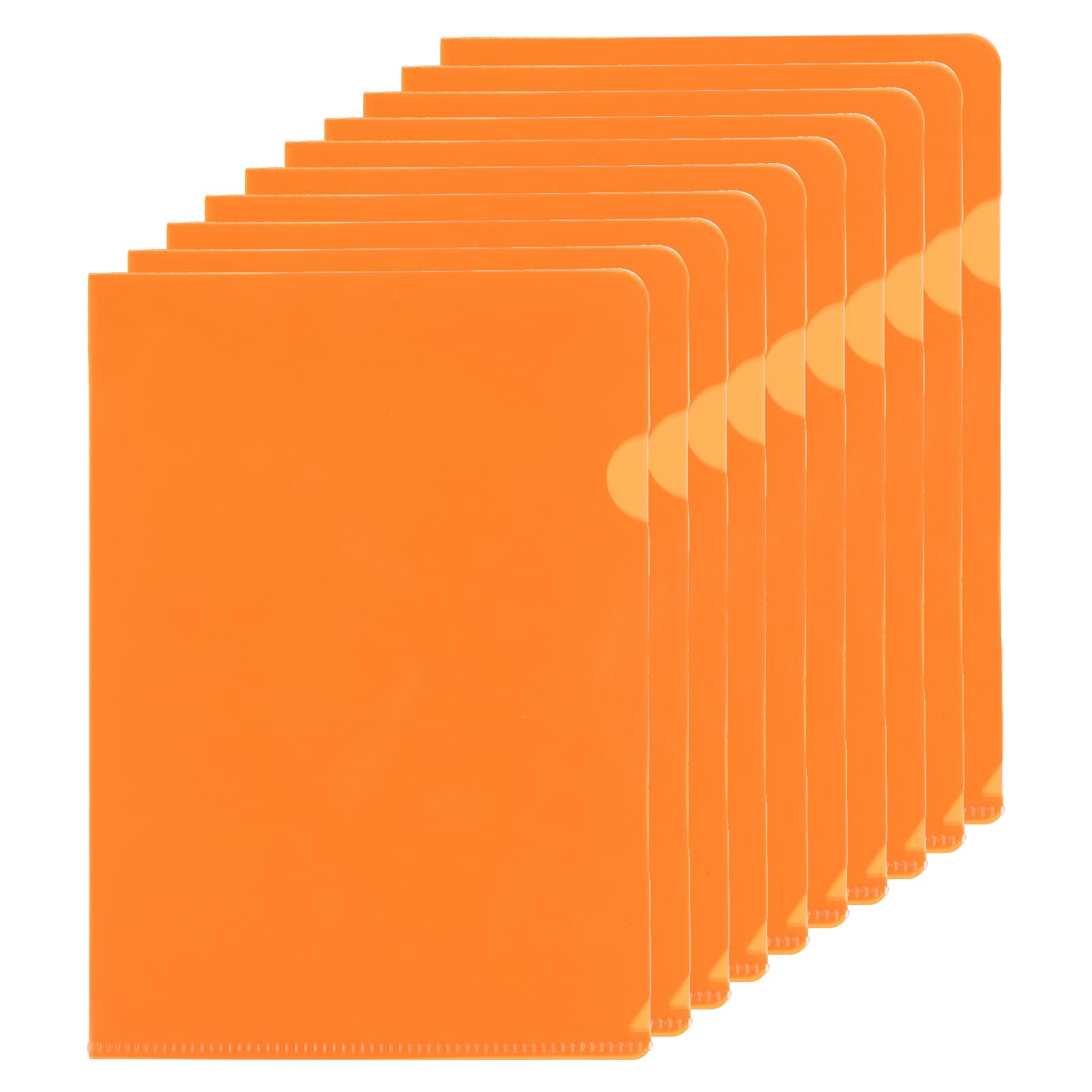PATIKIL L Type Folders 30 Pack A5 Plastic File Project Pockets Clear Paper Document Jacket Sleeves for Office, Orange