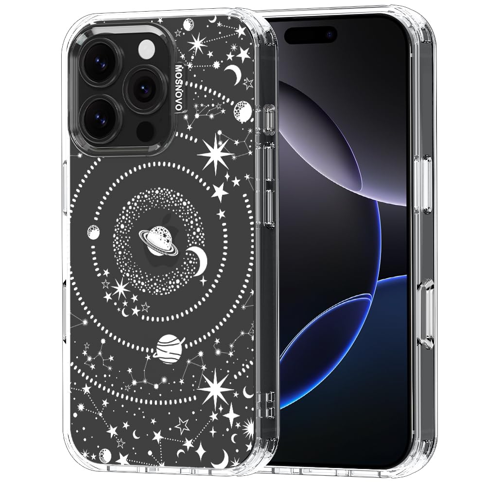 MOSNOVO Case for iPhone 16 Pro, [Buffertech 6.6ft Military-Grade Drop Protection] [Anti Peel Off Tech] Clear TPU Bumper Phone Case Cover Design - Galaxy — image 1