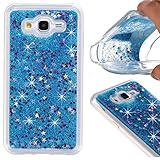 Voberry Glitter Crystal Clear Shockproof Case Bling Cover For Samsung Galaxy J7 2015 (Blue)