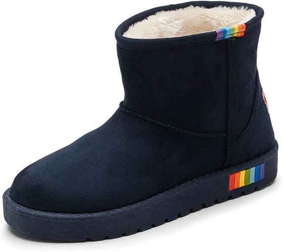 Amazon Yiyiran ムートンブーツ レディース ショットブーツ 裏起毛 あったか 防寒防水 冬用 おしゃれ 36 ブルー ブーツ ブーティ