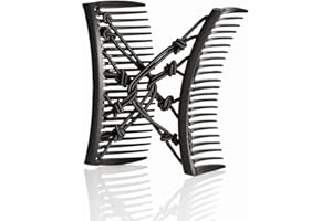 HAIRZING Original Comfy Comb - Double Comb for Curly Wavy Hair - No Slip, Ouchless, Adjustable & Simple Long Lasting Updo's (Plastic, Black)