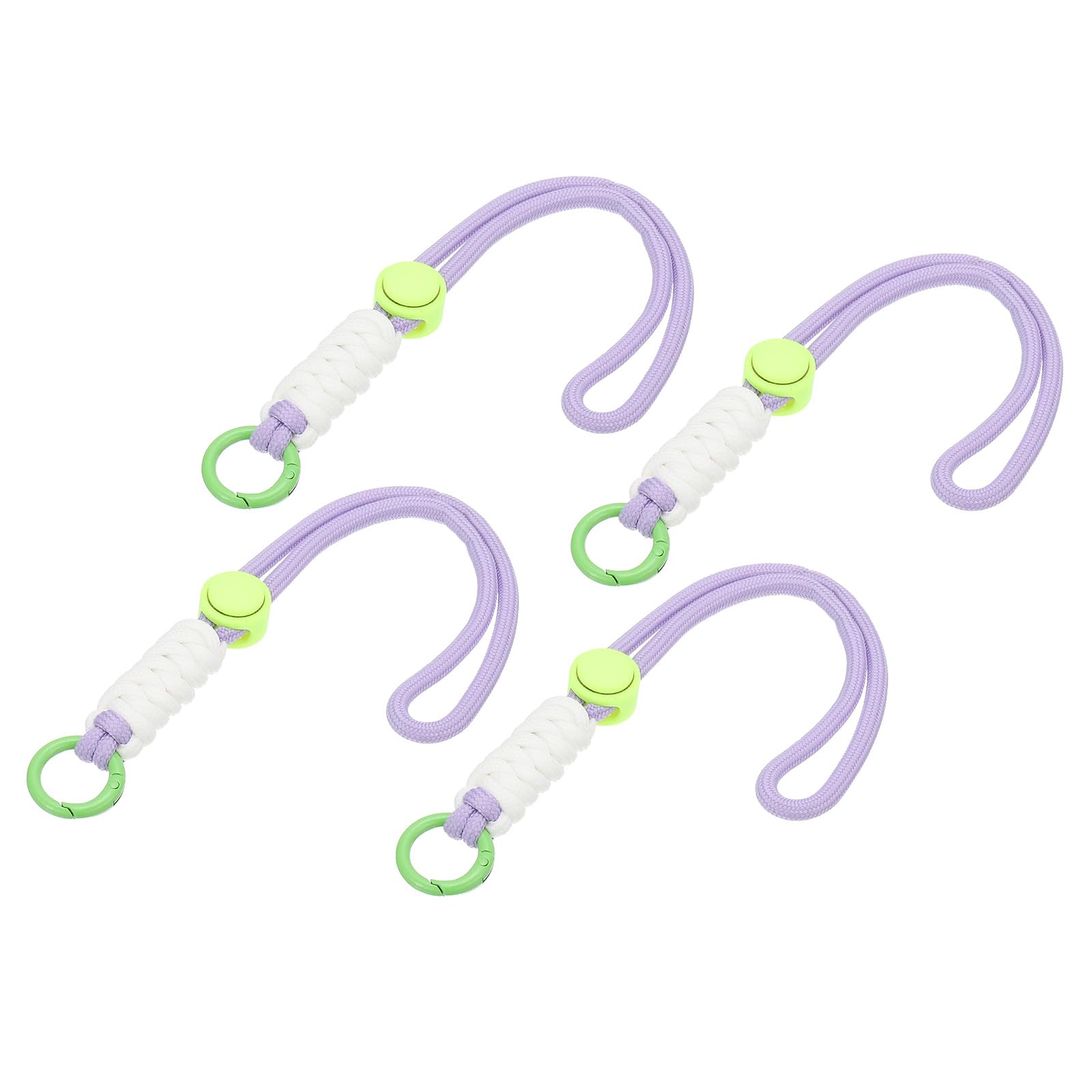 PATIKIL Paracord Lanyard Keychain, 4Pcs Cell Phone Keychain Rope Wrist Lanyards Braided Strap with Spring Ring for Hanging Key, Light Purple, White, Light Green