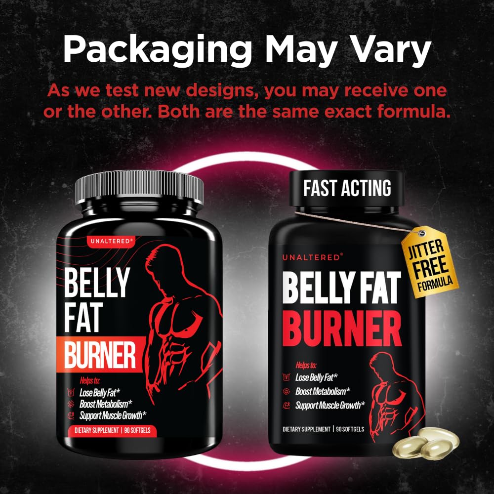 UNALTERED Belly Fat Burner for Men - Natural Weight Loss Pills to Support Reduced Body Fat, Preservation of Lean Muscle Mass, and a Healthy Metabolism - CLA Dietary Supplement - 90 Softgel Capsules