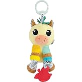 Lamaze Carson Clydesdale Clip-On Stroller and Car Seat Toy | Crinkle And Chime Sounds, Sensory Toy For Babies, Travel Toy For Car, Ages 0 Months And Up, Tethered Apple Teether