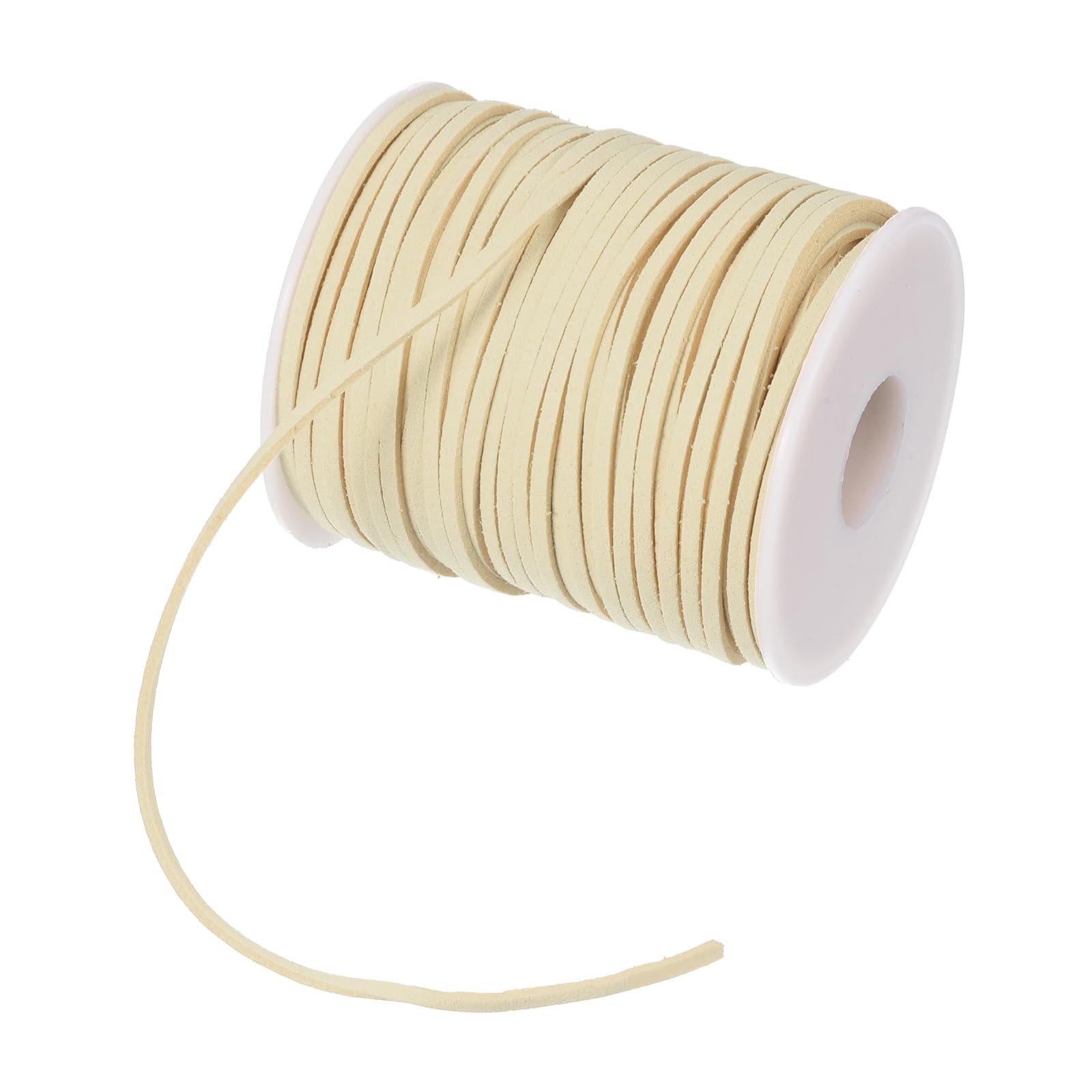 PATIKIL Cream Suede Lace Cord, 0.1" x 49 Yards, Faux Leather, Craft Cord, Lace